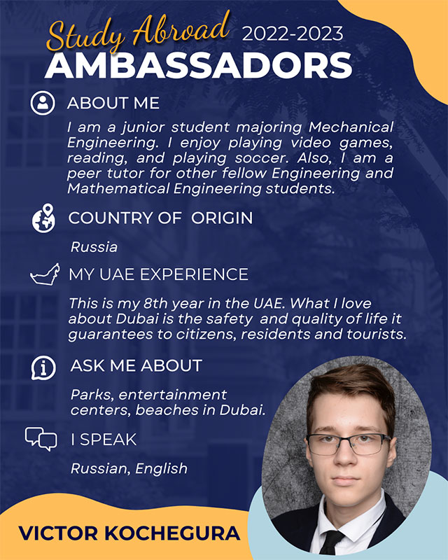 Study Abroad Ambassador - About Victor