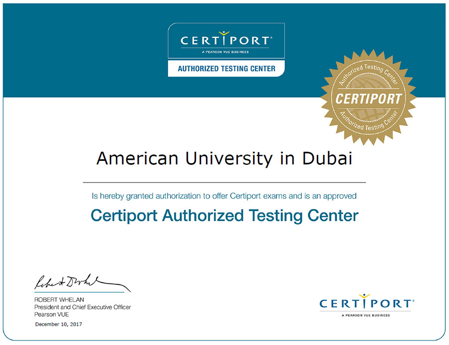 Certiport Authorized Testing Center Certificate