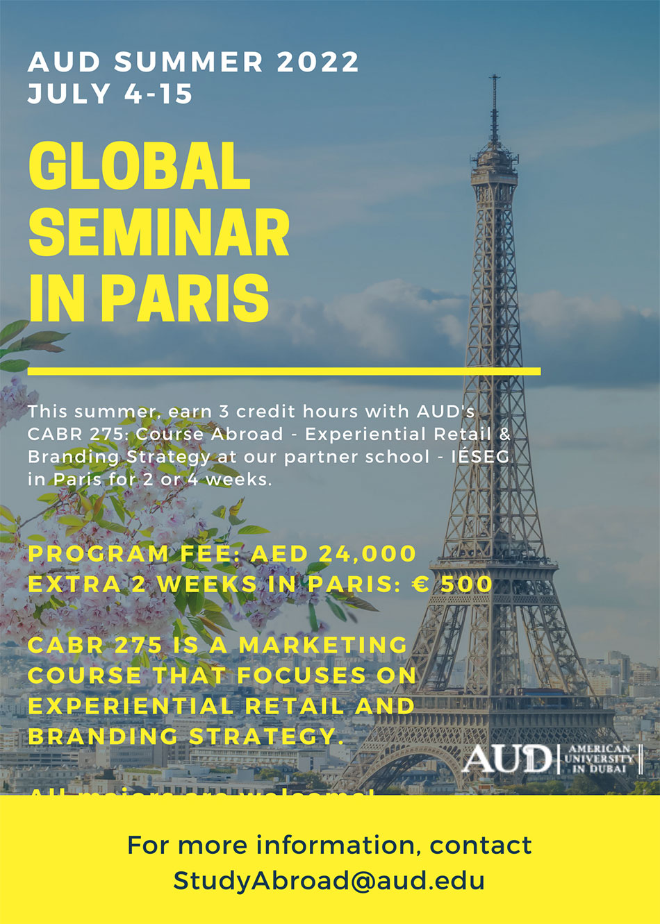 Summer 2022 AUD Global Seminar in Paris