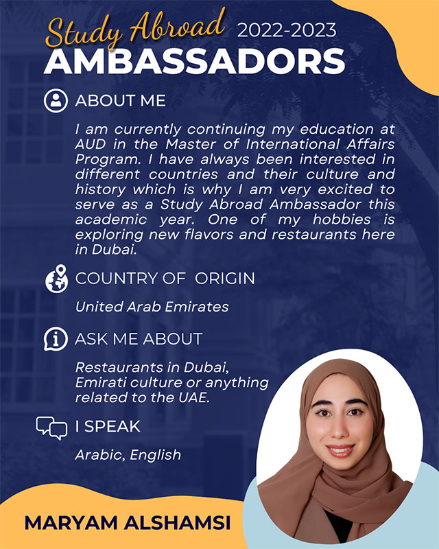 Study Abroad Ambassador - About Maryam